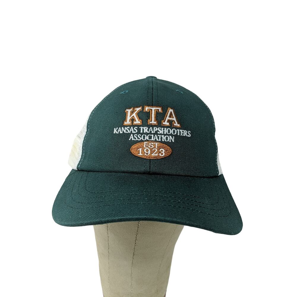 Mens KTA Kansas Trapshooters Association Hat Meshback Snapback Green & White